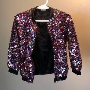 Zara Sequin Bomber Jacket Size 4
